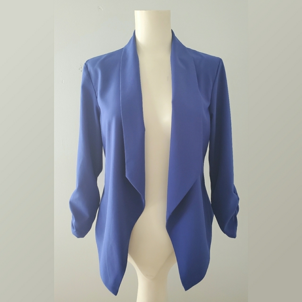 Cest Toi Cropped Blue Blazer/Jacket Size Large